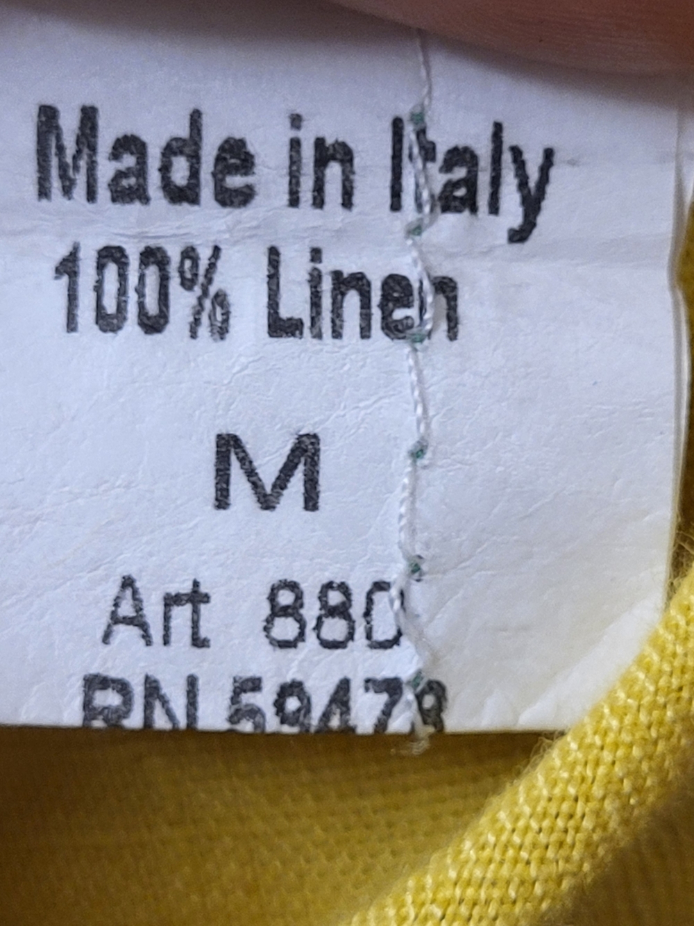 Terzo Millenio Yellow Linen High-Low Short Sleeve Blouse, Medium - Picture 4 of 7